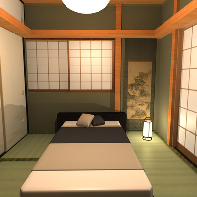 和の雰囲気を活かしつつ、ラタン素材を取り入れアジアン調の印象を取り入れたMIXスタイル