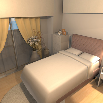 明るい基調を楽しむ、ホテルの一室をイメージしたコーディネート