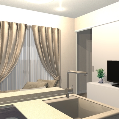 ワンちゃんとのんびりできるシンプルくつろぎのリビング