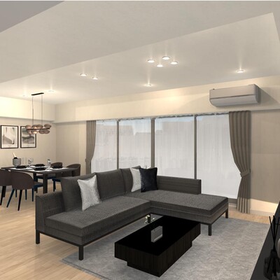 ブラック×グレーで魅せるモダンなホテルライクインテリア