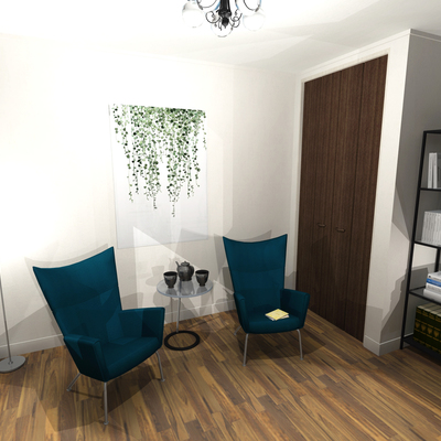 書斎兼客間の、大人な北欧モダンインテリア