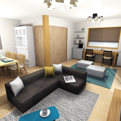 ブルーが映える、北欧モダンインテリア