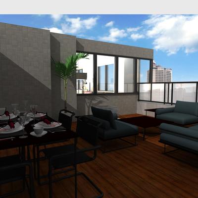 モダンにナチュラルのリゾートを添えた寛ぎバルコニー