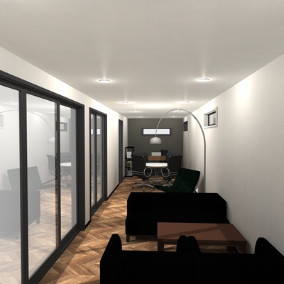 とことんデザイナーズモダンのトレーラーハウスインテリア