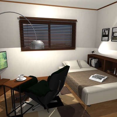 落着きあるダークカラーコーディネートで作る寝室空間