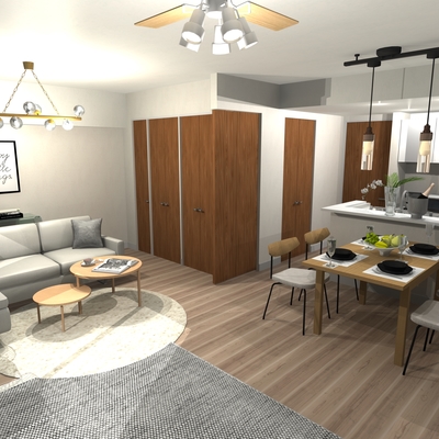 ナチュラルテイストをランクアップさせたリゾートホテルを感じるインテリア空間