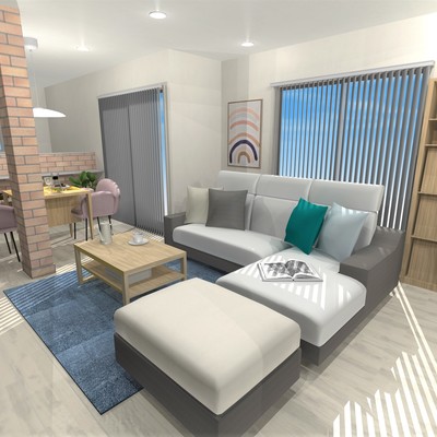 ライトグレイッシュカラーを利用した、温かみ感じる北欧インテリア