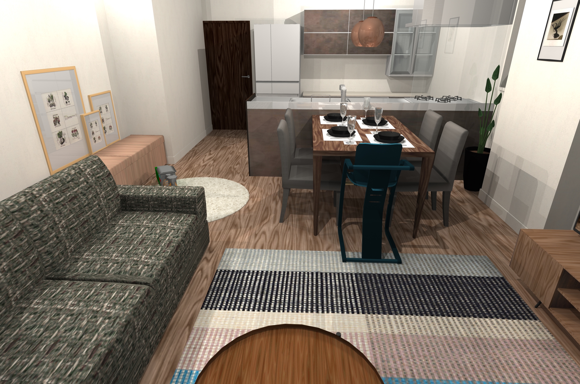 ダークブラウンが際立つ シックノルディックなリビングダイニング Hello Interior ハローインテリア