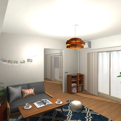 ビビットカラーを添え〜スパイスの効いたお洒落感ある北欧モダンインテリア