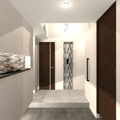 家族でくつろぐホテルライクなリラックスリビング
〜ウォームカラーで温かみを添えたシンプルモダンインテリア〜