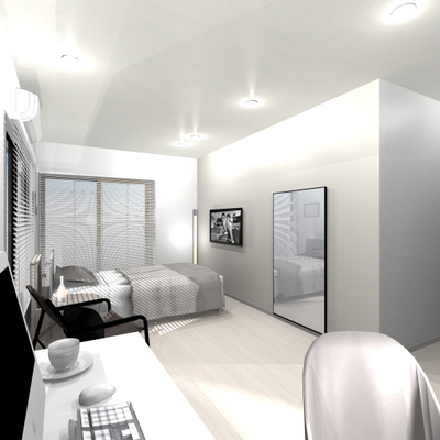 モノトーンのグラデーションと間接照明がつくる様々な表情を持つお部屋
～ホワイトベースのシンプルモダンインテリア～