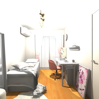 ホワイトベースにピンクをアクセントとした大人のナチュラル可愛いお部屋
～家具サイズに配慮し快適に過ごせる空間～