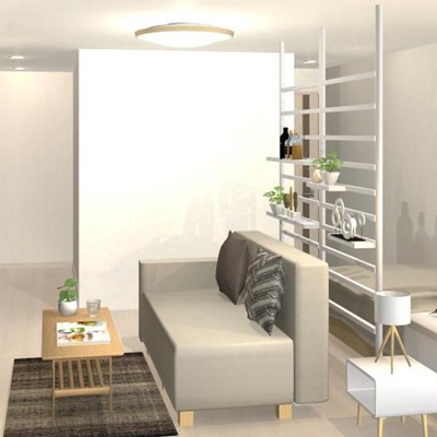 ライトグレーとブラウンでまとめた
シンプルで落ち着いた北欧モダンテイスト