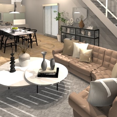 ベージュやホワイトにブラックを効かせた、
大人のホテルライクなシンプルモダンスタイル