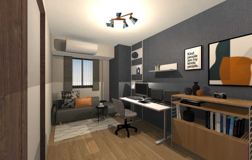 アート104　「宇宙空間HX2(ダークブラウン」　インテリアコーディネート お仕事に集中でき、自分の世界に浸れるお部屋 〜ギーク感・アート感