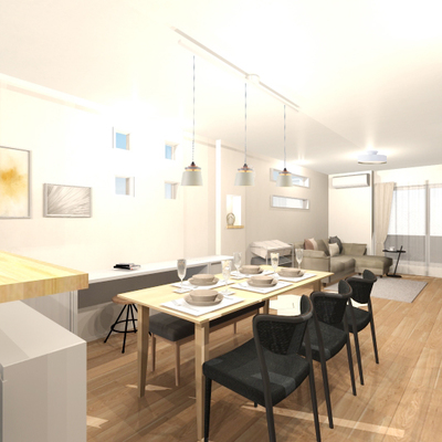 自然と家族が集まるナチュラルモダン　リビングダイニング
～隠す収納で適えるすっきりホテルライクと暮らしの快適性
～頑張らない収納計画